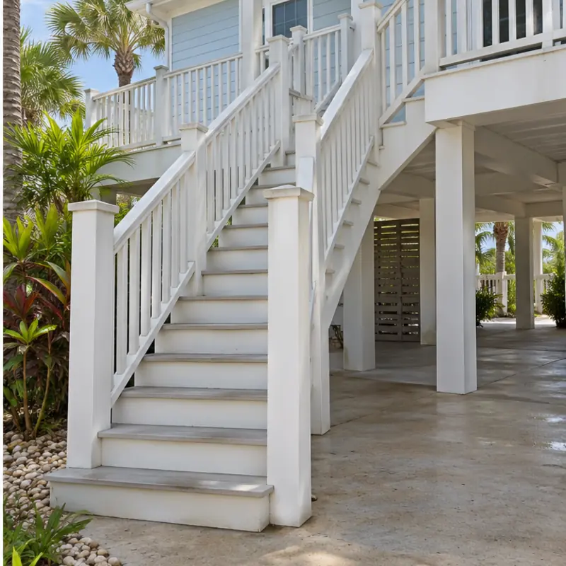 After cleaning: before and after photos of an Anna Maria Island raised home and stairs