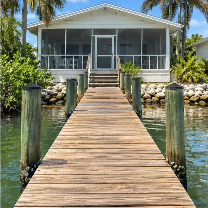 After cleaning: before and after photos of a Cortez cottage and dock