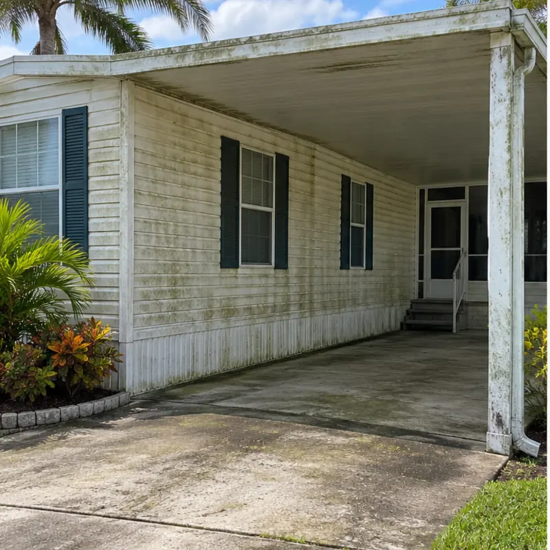 Before cleaning: before and after photos of an Ellenton mobile home and carport