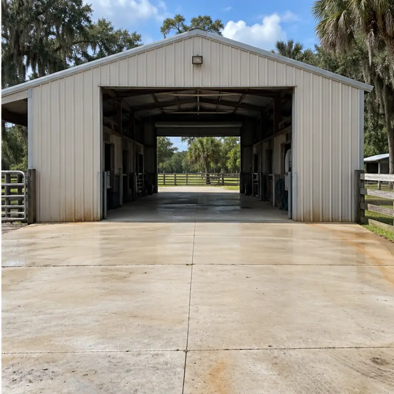 After cleaning: before and after photos of a Myakka City metal roof and barn