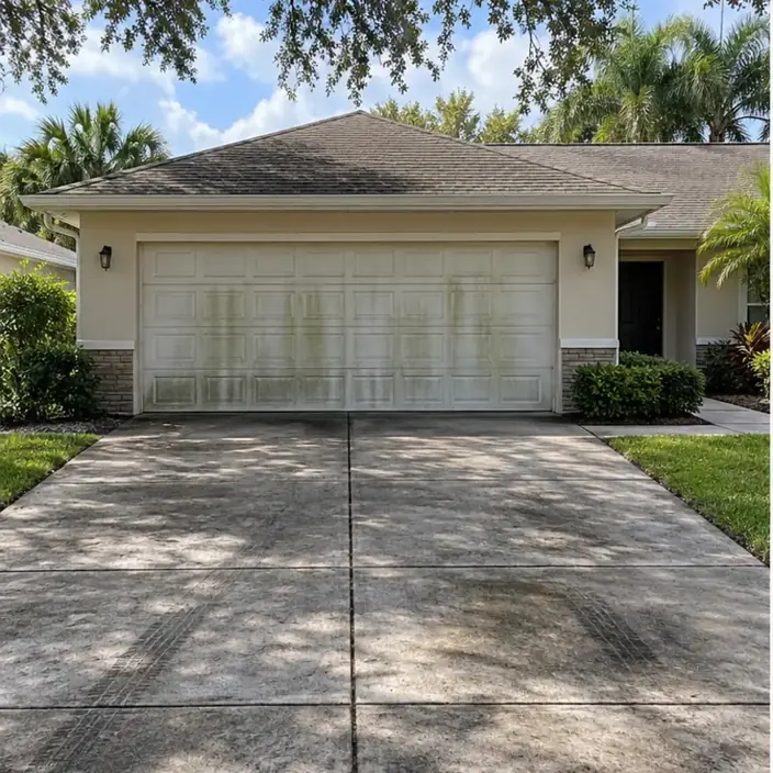 Before cleaning: before and after photos of a Northwest Bradenton ranch home and shingle roof
