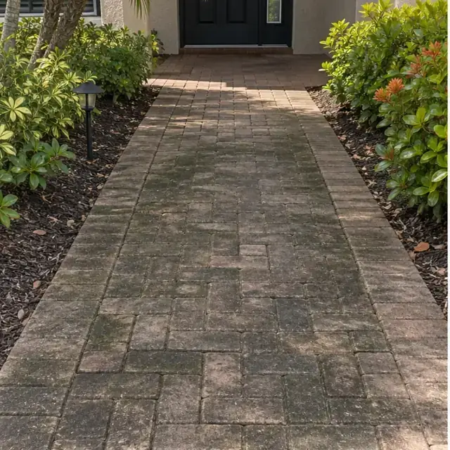 Before cleaning: before and after photos of cleaned pavers