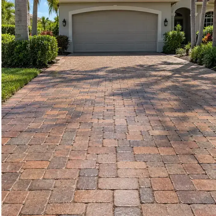 After cleaning: before and after photos of cleaned and sealed pavers