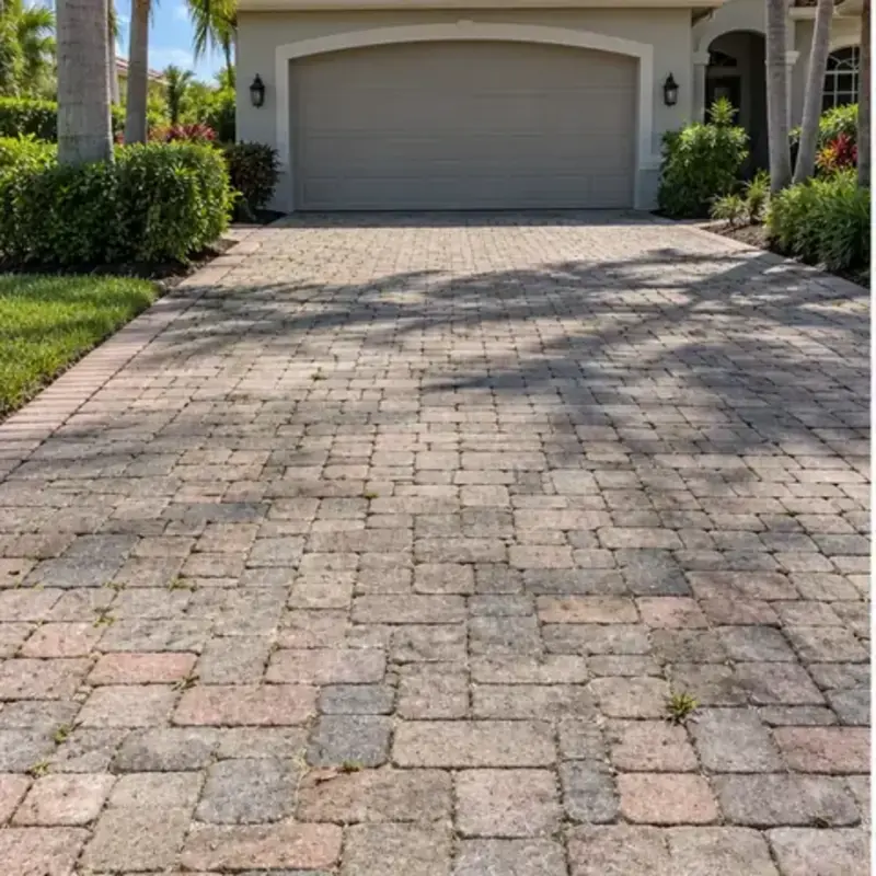 Before cleaning: before and after photos of cleaned and sealed pavers