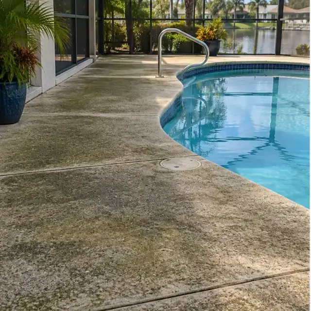 Before cleaning: before and after photos of pool decks