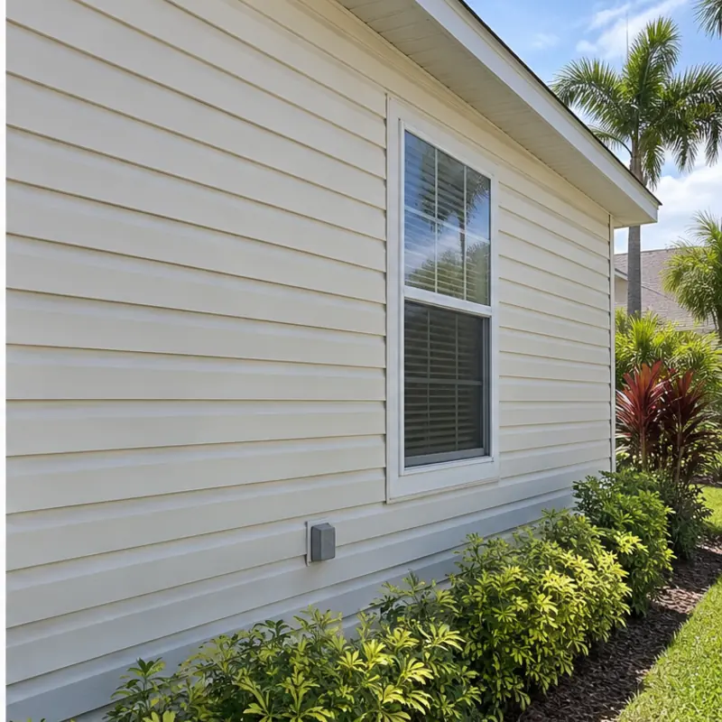 Light exterior siding after low-pressure cleaning