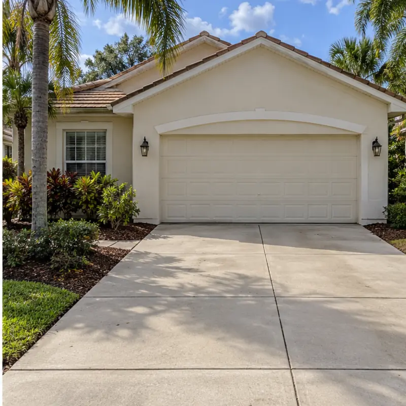 After cleaning: before and after photos of a South Bradenton home and plaza walkway
