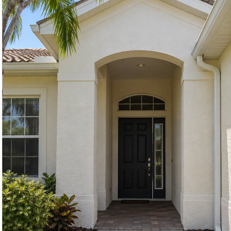 After cleaning: before and after photo pairs from recent local stucco jobs