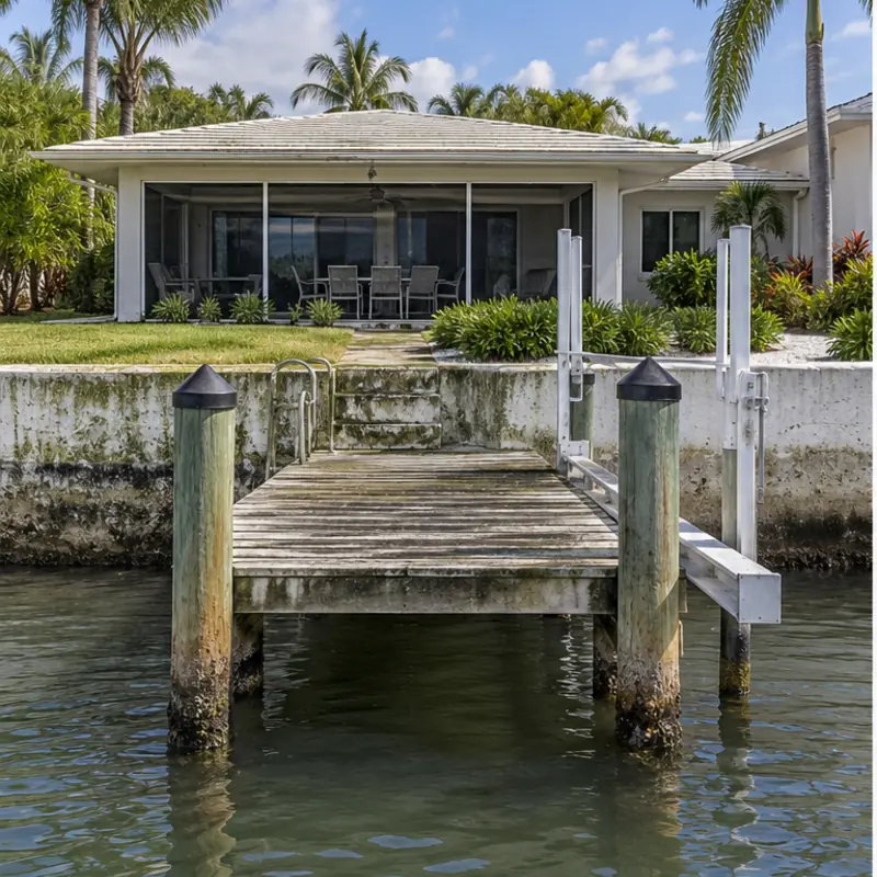 Before cleaning: before and after photos of a Whitfield home and bayside dock